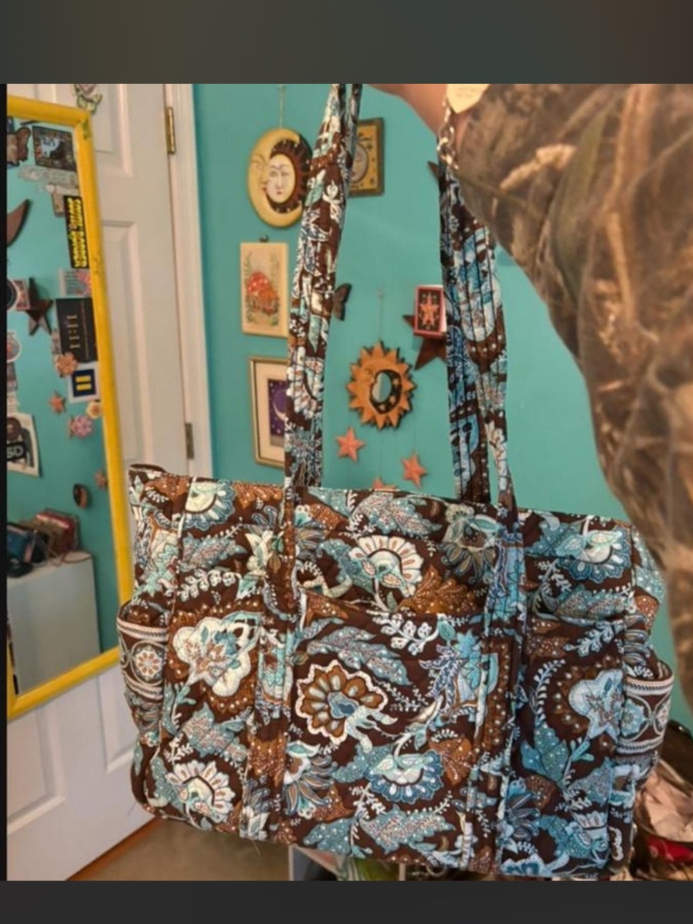 Vera Bradley Java Blue Paisley Large Tote Bag